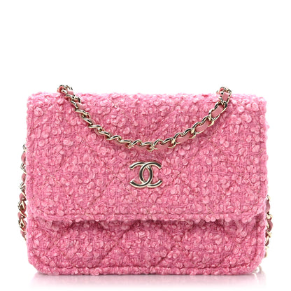 Chanel Tweed Quilted Flap Chain Waist Bag Pink 1 of 10