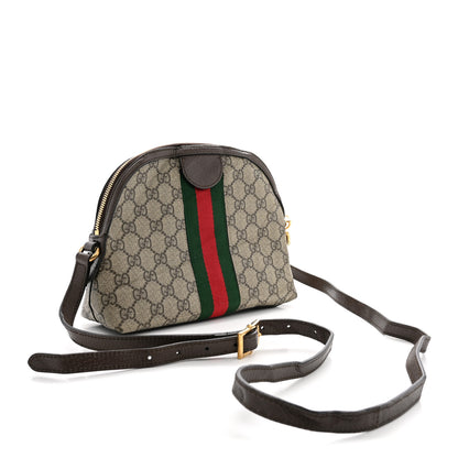 Gucci GG Supreme Monogram Textured Dollar Calfskin Web Small Ophidia Dome Shoulder Bag Beige Ebony New Acero 3 of 15