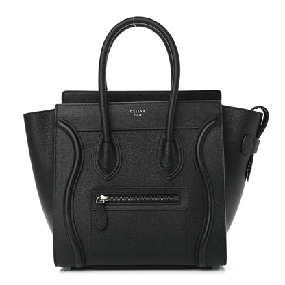 Celine Drummed Calfskin Micro Luggage Black 1 of 9