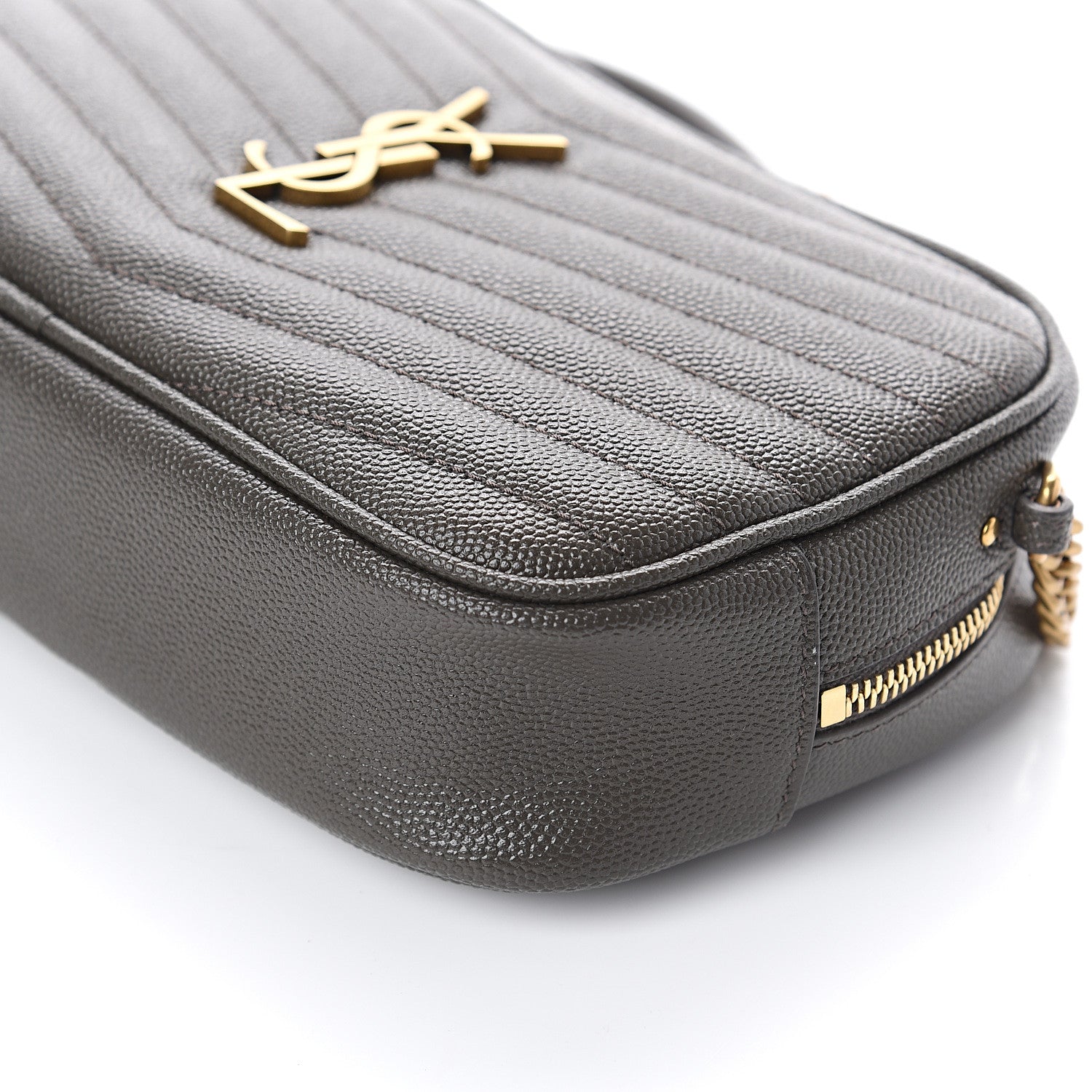 Saint Laurent Grain De Poudre Matelasse Monogram Mini Lou Camera Bag Dark Smog 7 of 7