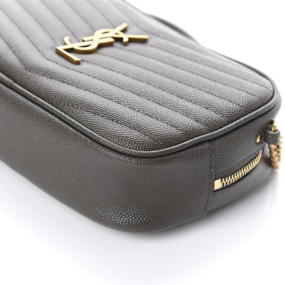 Saint Laurent Grain De Poudre Matelasse Monogram Mini Lou Camera Bag Dark Smog 7 of 7