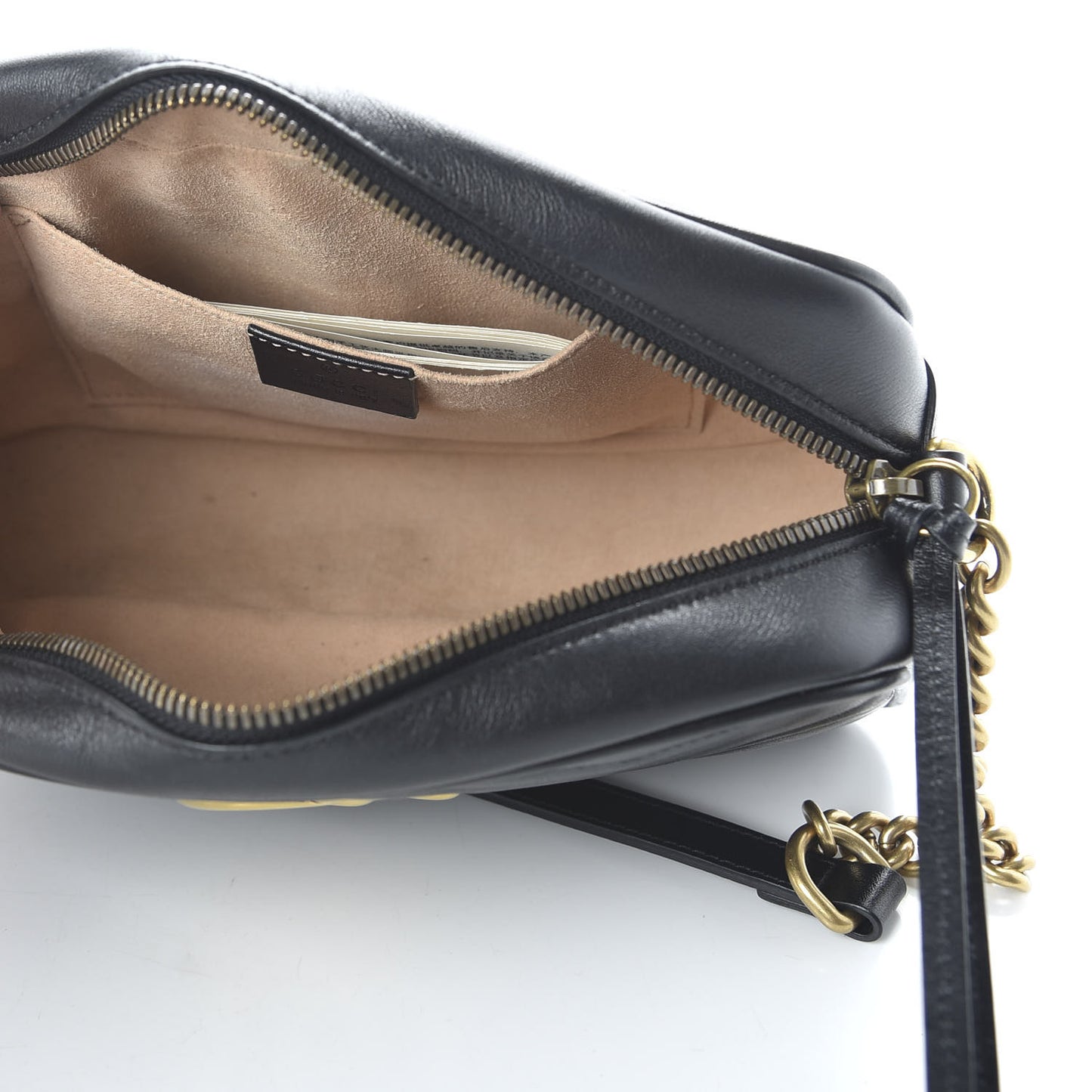 Calfskin Matelasse Small GG Marmont Chain Shoulder Bag Black
