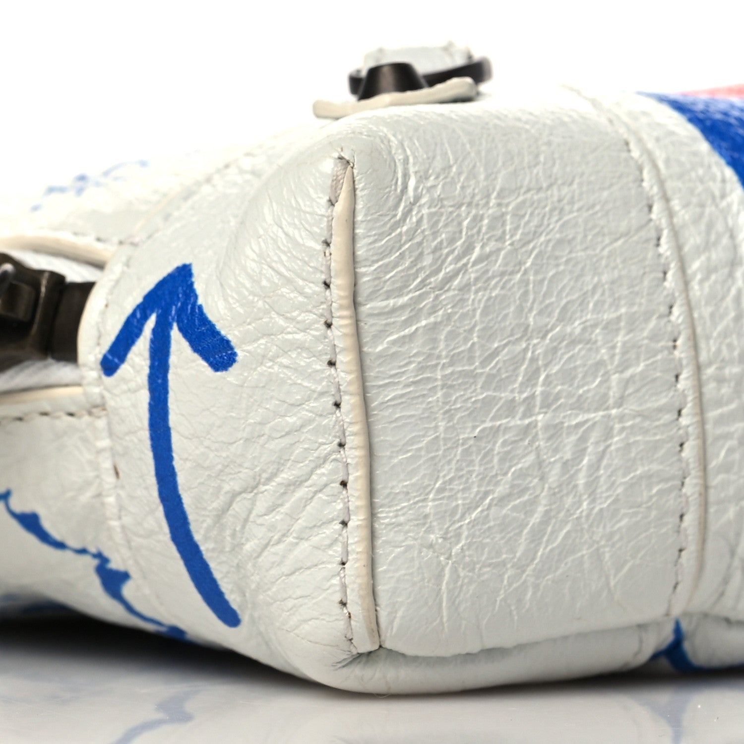 Balenciaga Agneau Graffiti All Over Classic Hardware Reporter XS White Bleu Rouge 9 of 10