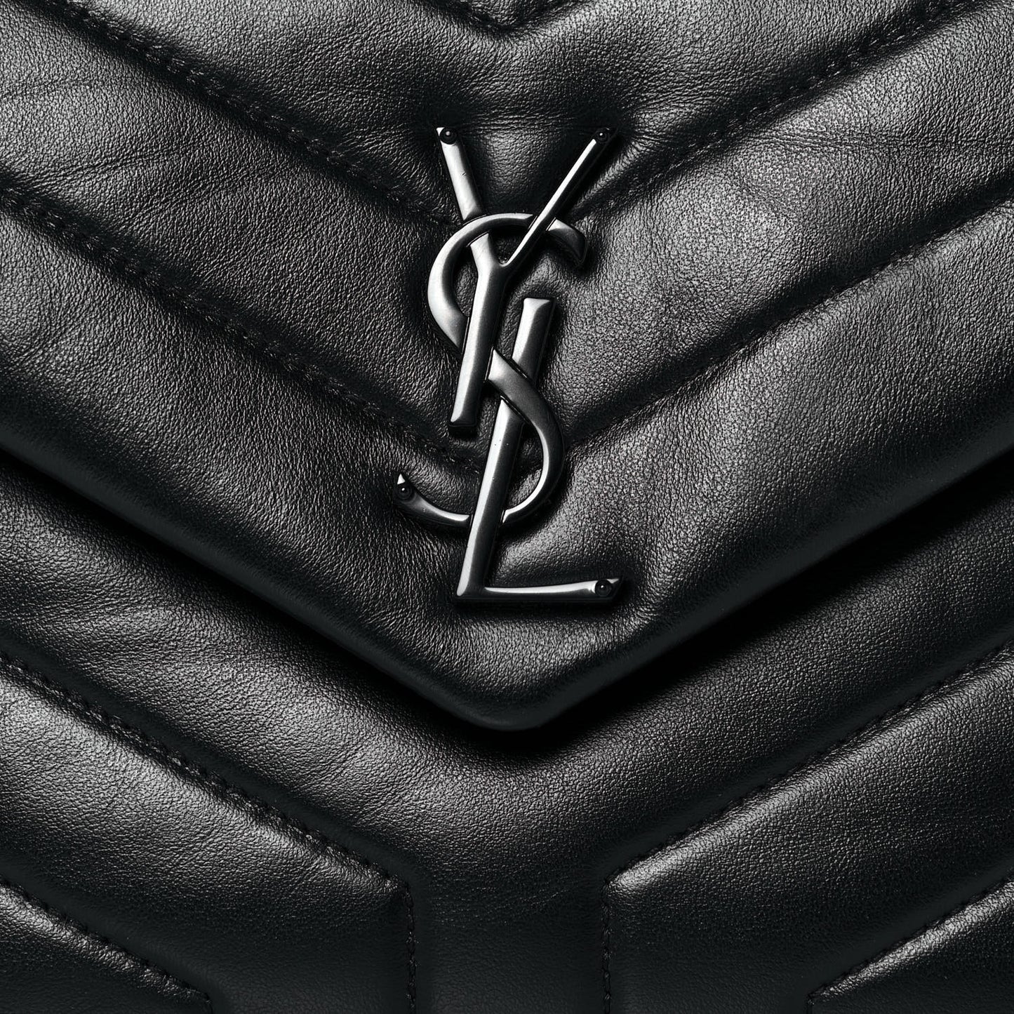 Calfskin Y Quilted Monogram Small Loulou Chain Satchel Black