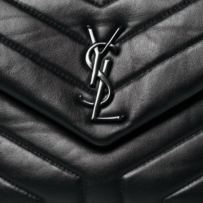 Saint Laurent Calfskin Y Quilted Monogram Small Loulou Chain Satchel Black 6 of 11