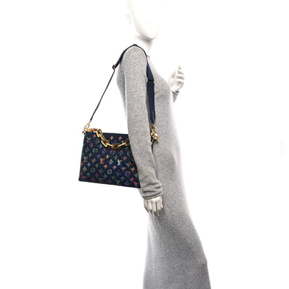Louis Vuitton Lambskin Embossed Monogram LV Garden Coussin MM Navy Blue 2 of 11