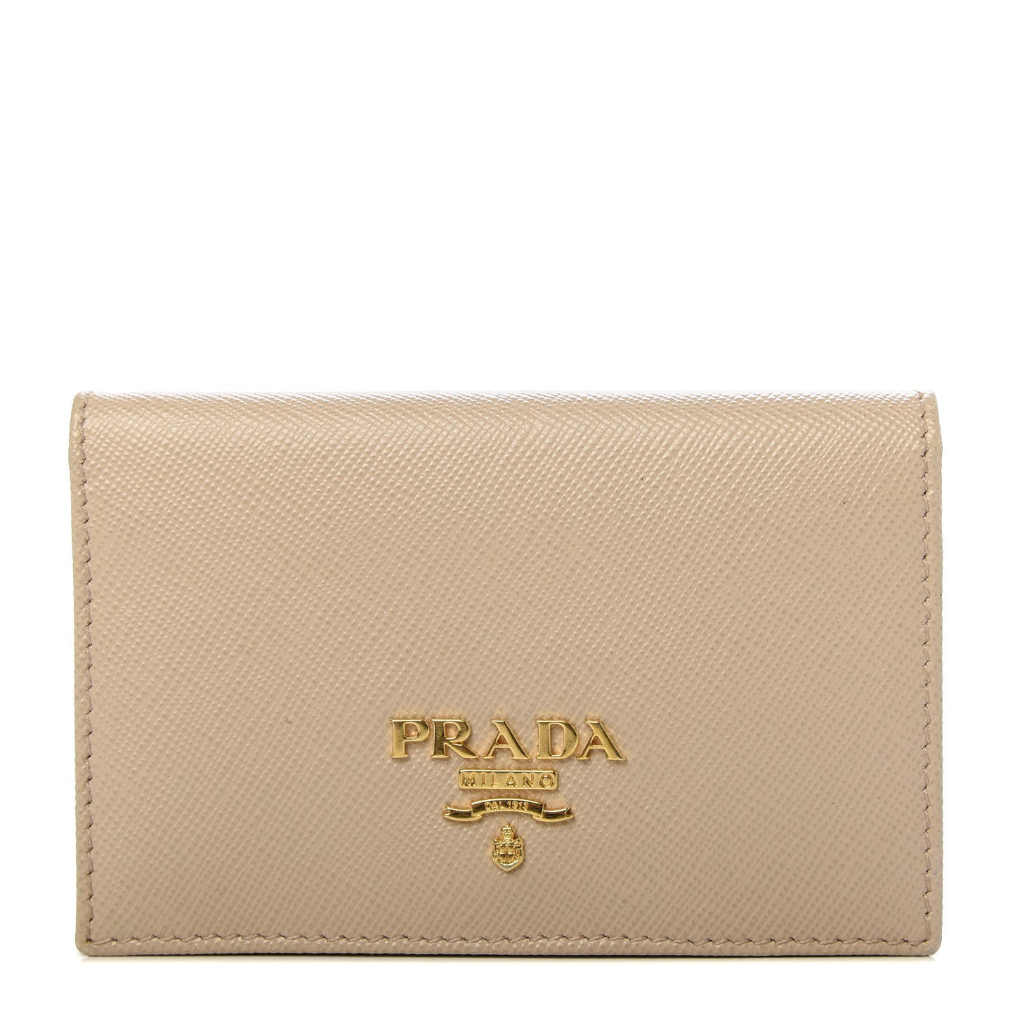 Saffiano Metal Bi-Fold Card Holder Wallet Cammeo