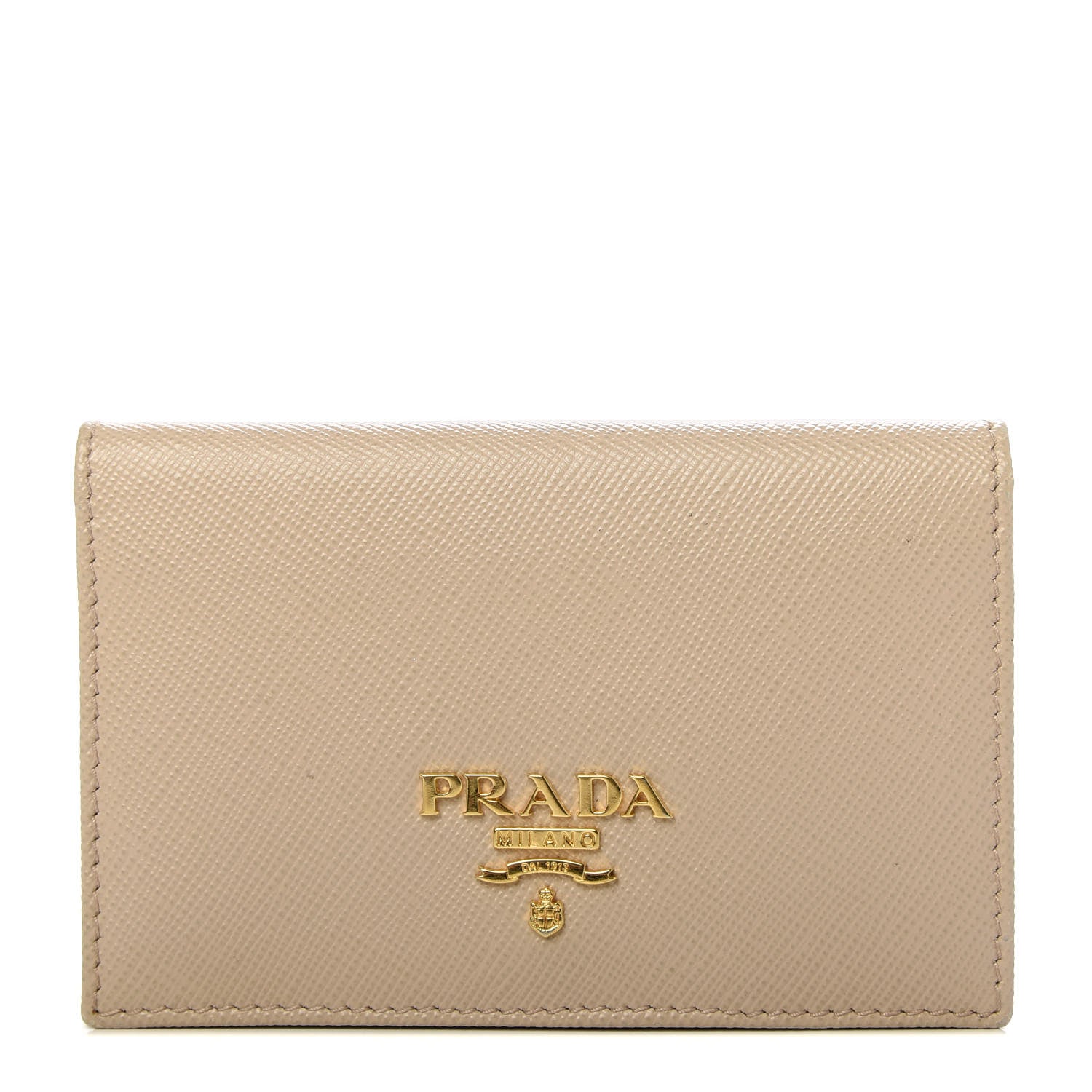 Prada Saffiano Metal Bi-Fold Card Holder Wallet Cammeo 1 of 6