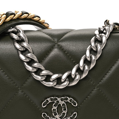 Chanel Lambskin Quilted Chanel 19 Wallet On Chain WOC Dark Green 9 of 11