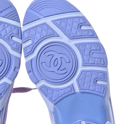 Chanel Nylon Calfskin Suede CC Womens Sneakers 37 Purple 6 of 9