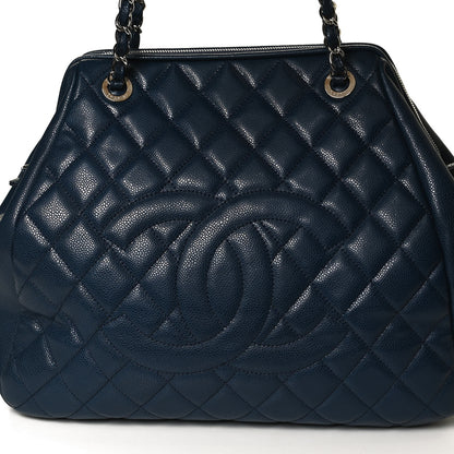 Chanel Caviar Quilted Framed Bowling Bag Blue 7 of 12