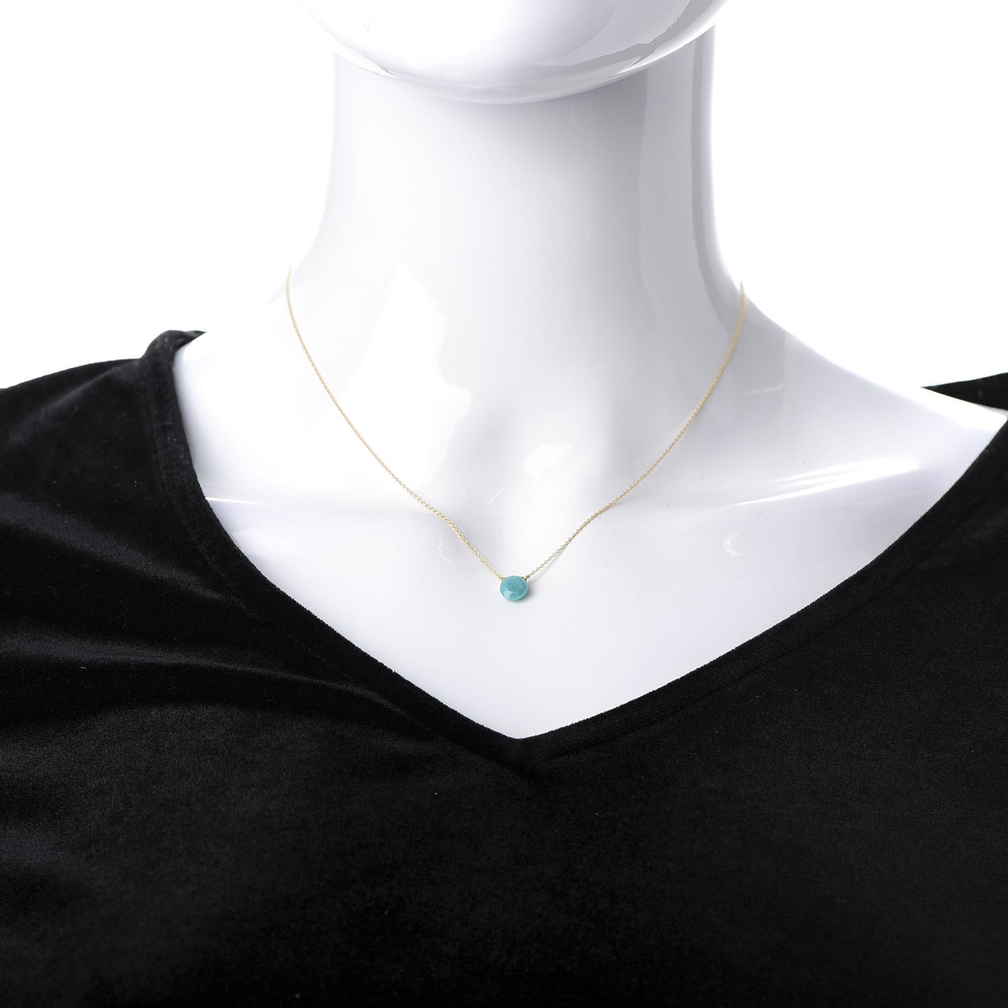 18K Yellow Gold Turquoise Elsa Peretti 1 Carat Pendant Necklace