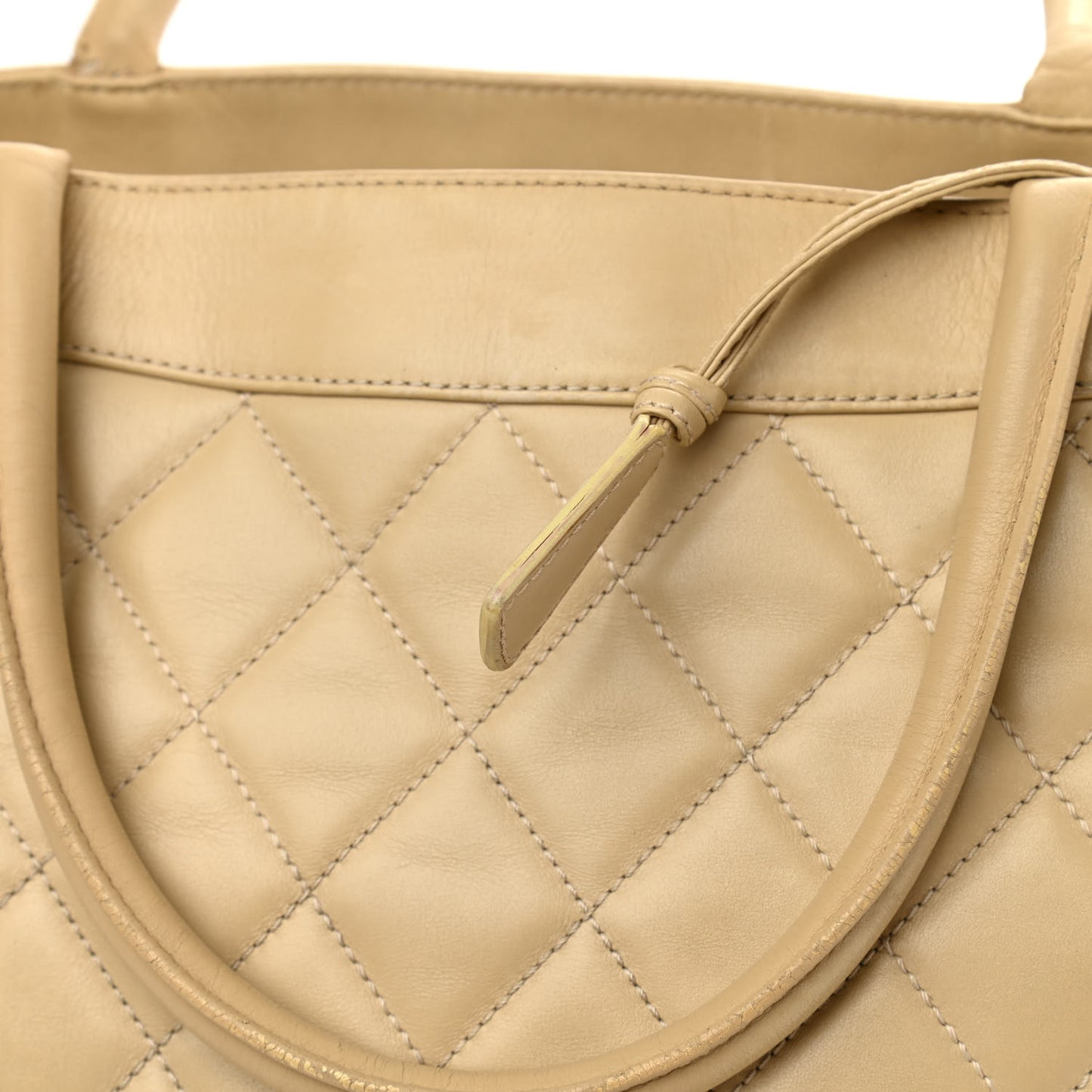 Lambskin Quilted CC Tote Beige