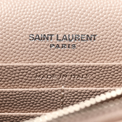 Saint Laurent Grain De Poudre Matelasse Chevron Monogram Envelope Chain Wallet Pale Pink 6 of 9