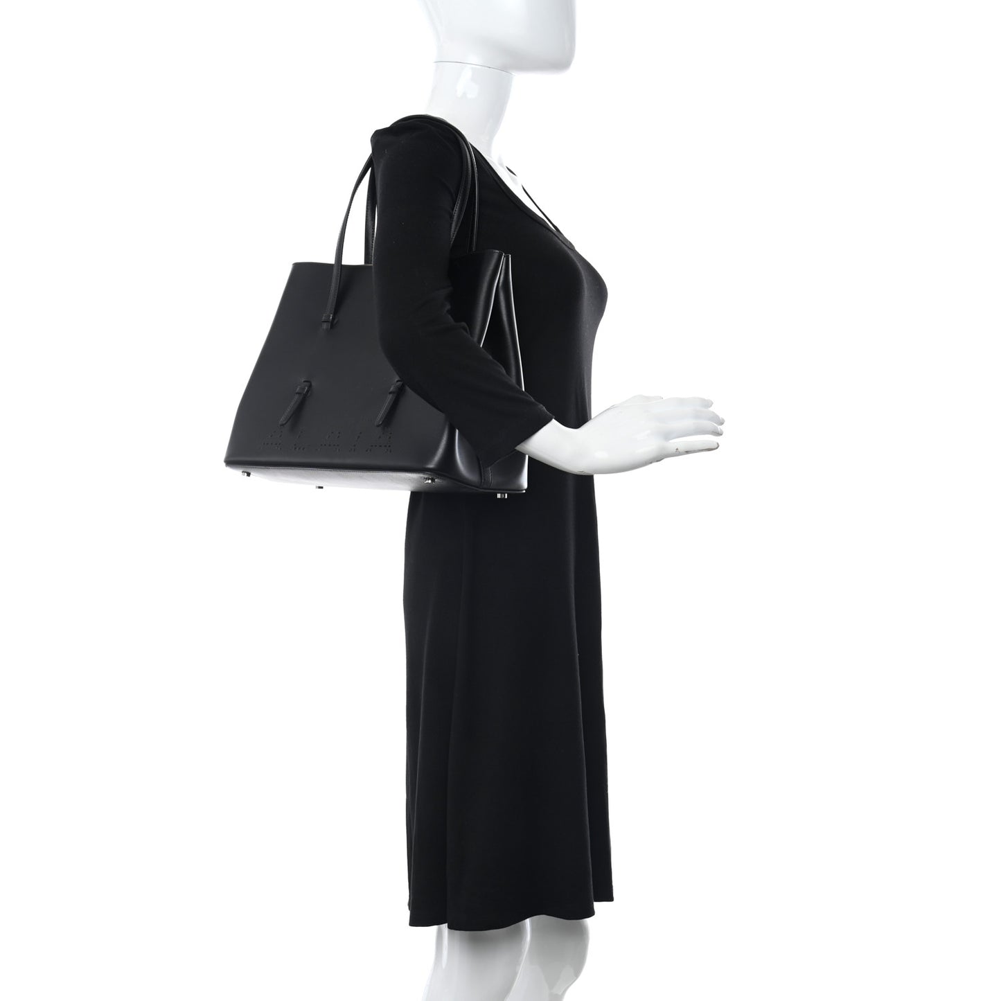Calfskin Laser Cut Mina 32 Bag Black