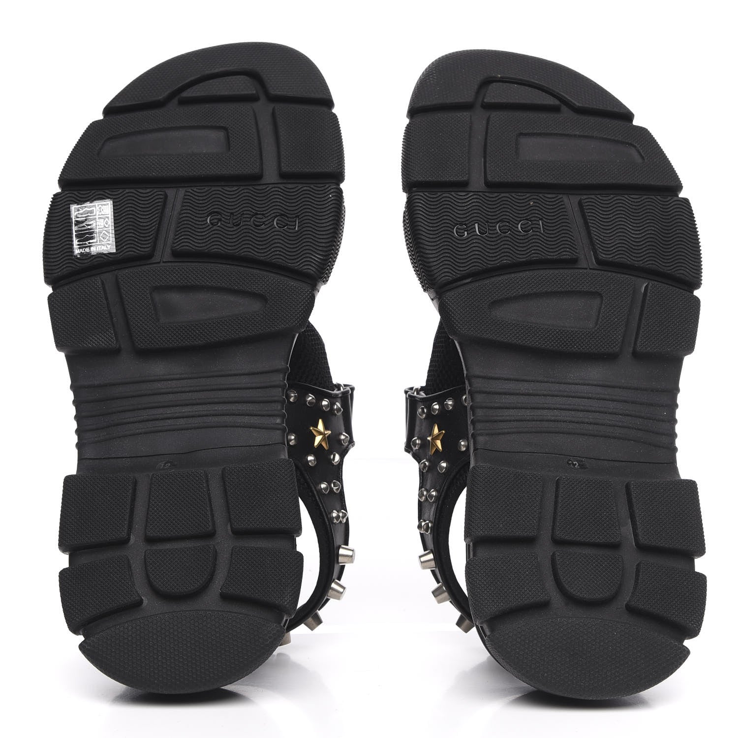 Gucci Nappa Mesh Studded Mens Aguru Sandals 12 Black 5 of 8