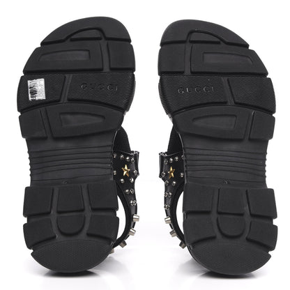 Gucci Nappa Mesh Studded Mens Aguru Sandals 12 Black 5 of 8