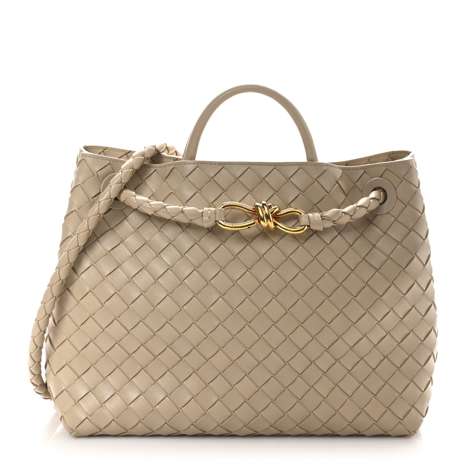 Bottega Veneta Nappa Intrecciato Medium Andiamo Shoulder Bag Ecru 1 of 9