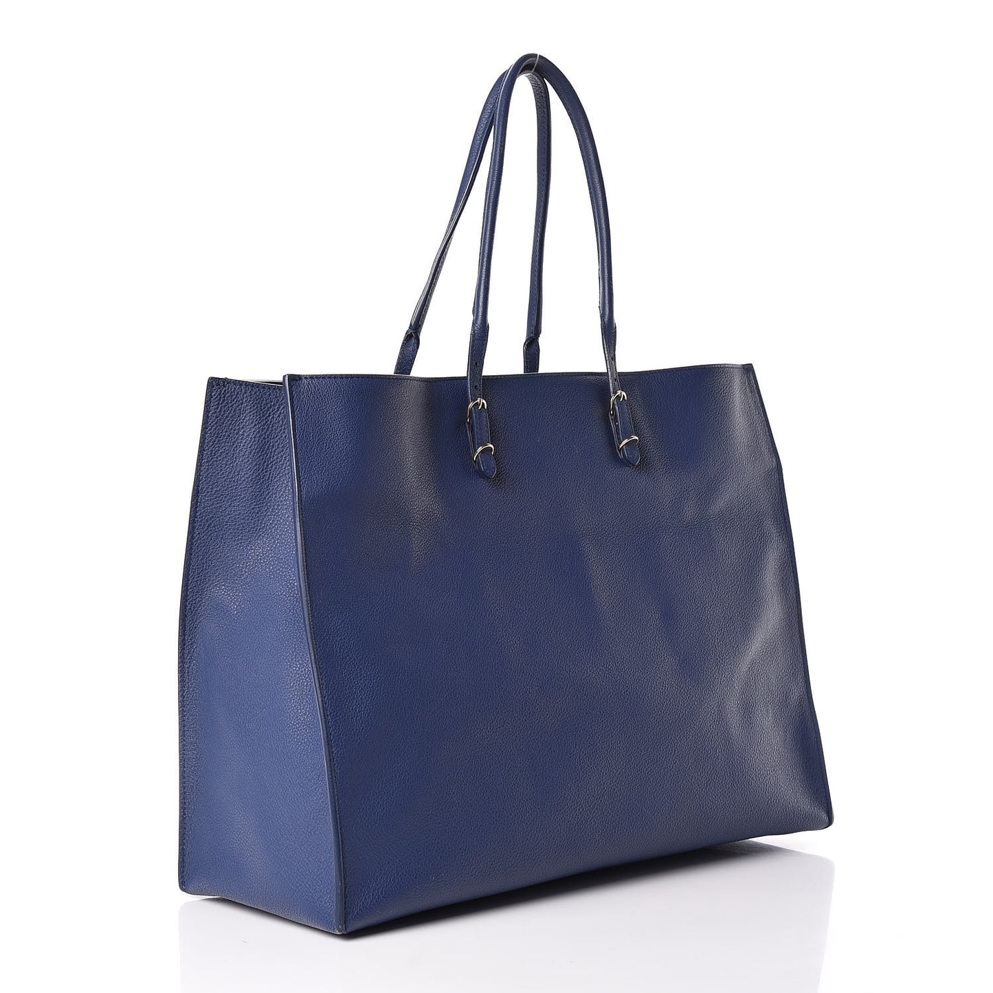 Grained Calfskin Gold Metallic Edge Hardware Papier A4 Tote Bleu