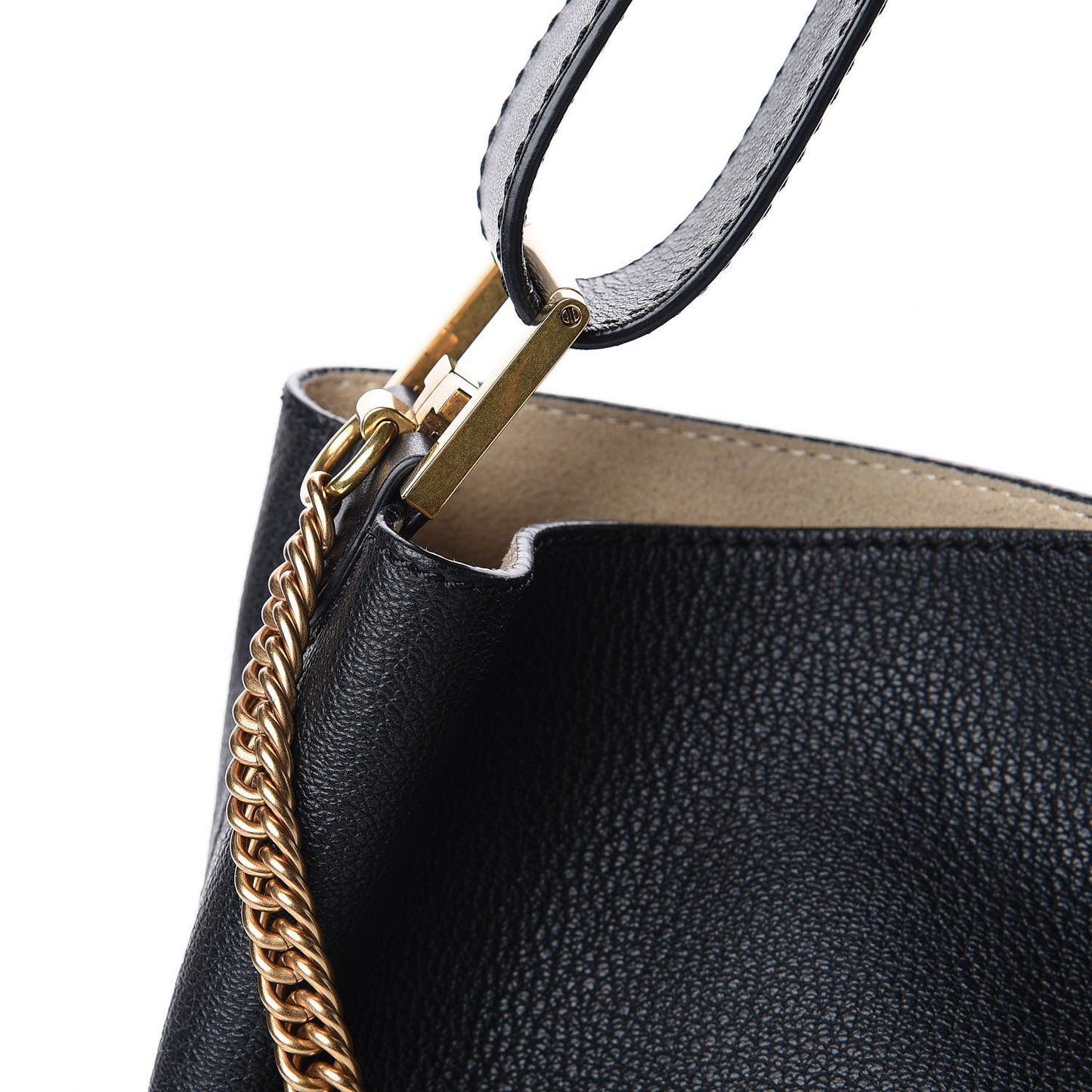 Grained Calfskin GV Bucket Bag Black