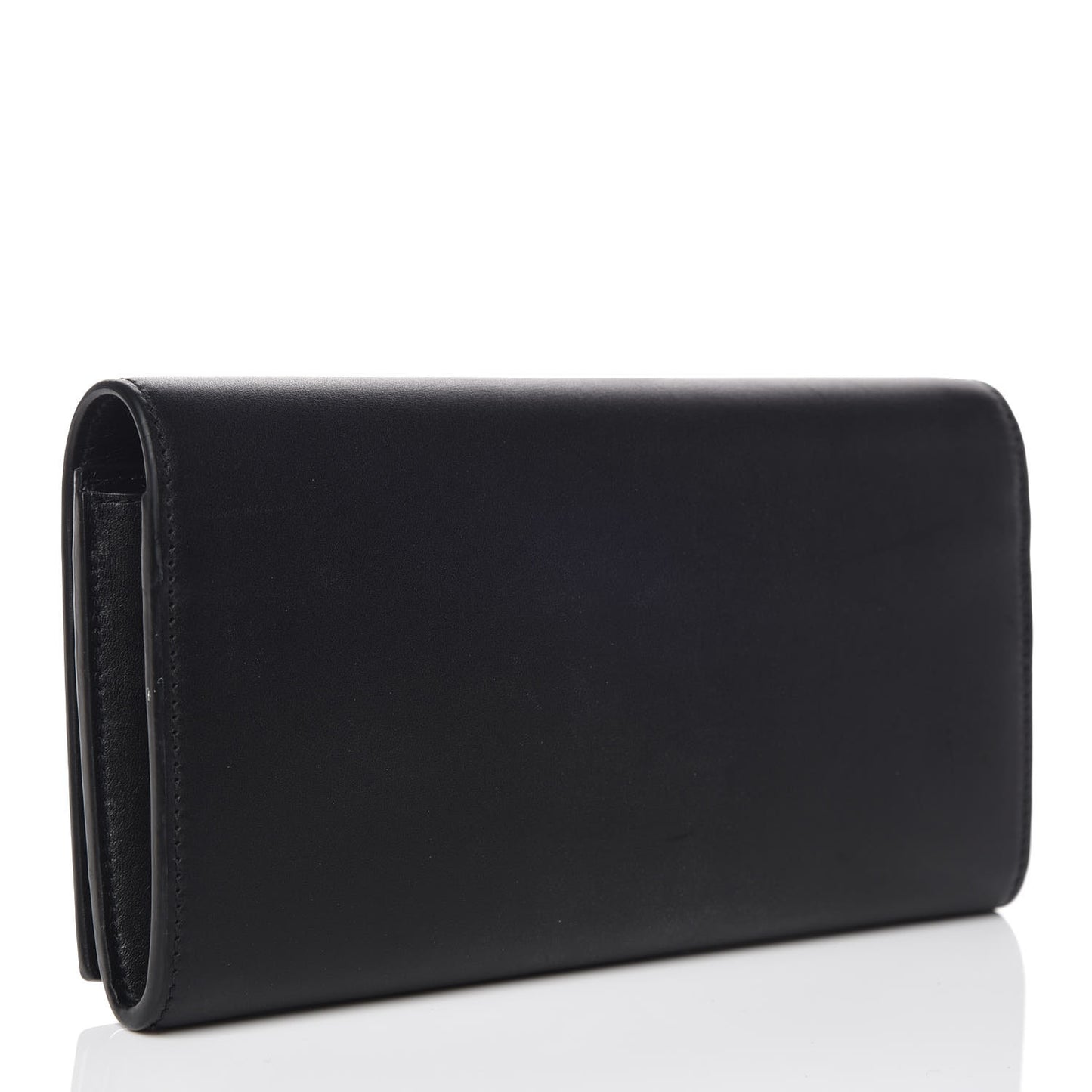 Smooth Calfskin Classic Large Flap Wallet Black