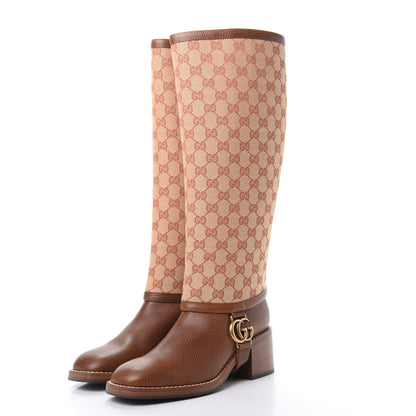 Gucci GG Monogram Calfskin Lola Tall Boots 39 Beige Ruggine Cuir 3 of 6