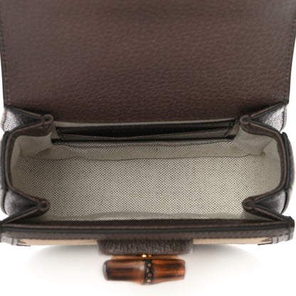 Gucci Monogram Jumbo GG Textured Dollar Calfskin Web Mini Bamboo 1947 Top Handle Bag Camel Ebony New Acero 5 of 11