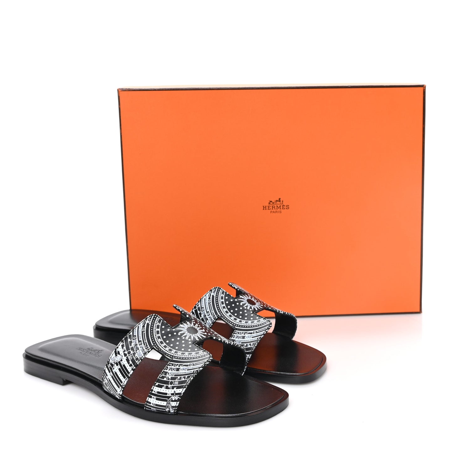Calfskin Astrologie Bandana Oran Sandals 35.5 Black White