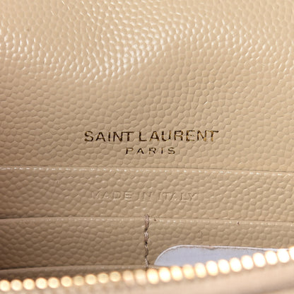Saint Laurent Grain De Poudre Matelasse Chevron Monogram Envelope Chain Wallet Nude Powder 6 of 9