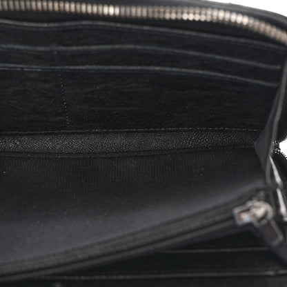 Chanel Crumpled Lambskin Studded Paris Dallas Zip Around Wallet Black 5 of 9