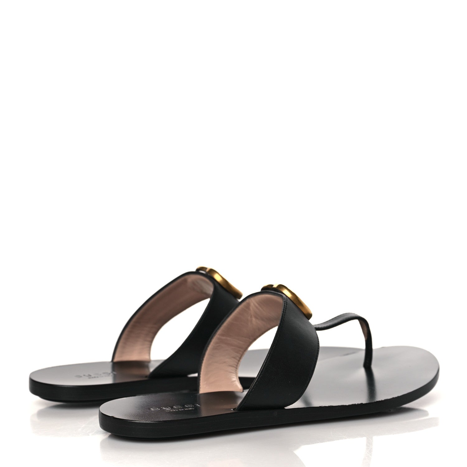 Gucci Calfskin GG Marmont Thong Sandals 37 Black 4 of 7