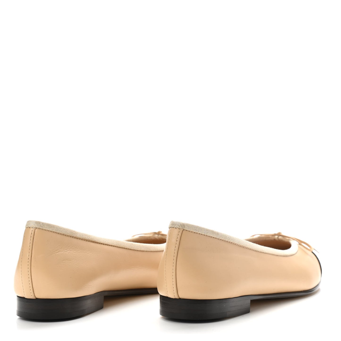 Lambskin Cap Toe CC Ballerina Flats 37.5 Beige Black