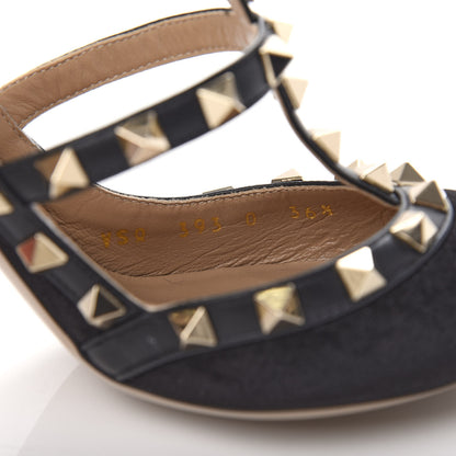 Valentino Garavani Velvet Rockstud Ankle Strap Pumps 36.5 Black 10 of 11