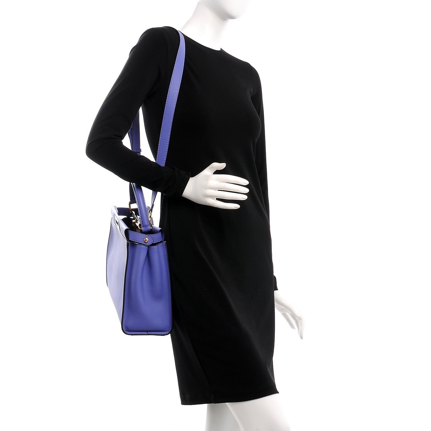 Fendi Vitello Seta Medium Peekaboo Iconic Satchel Viola Cassis 2 of 7