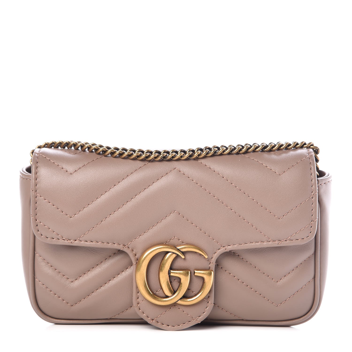 Gucci Calfskin Matelasse Super Mini GG Marmont Shoulder Bag Porcelain Rose 1 of 8