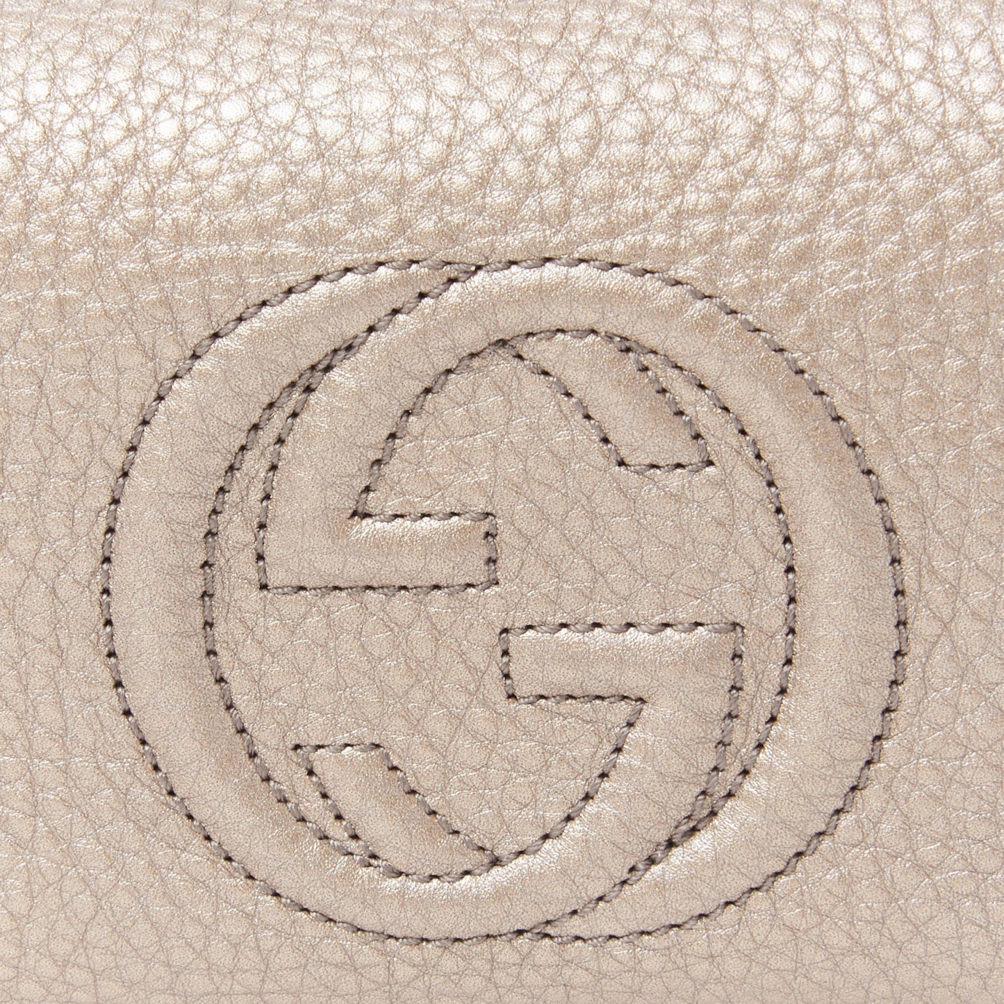 Metallic Pebbled Calfskin Medium Soho Cosmetic Case Golden Beige