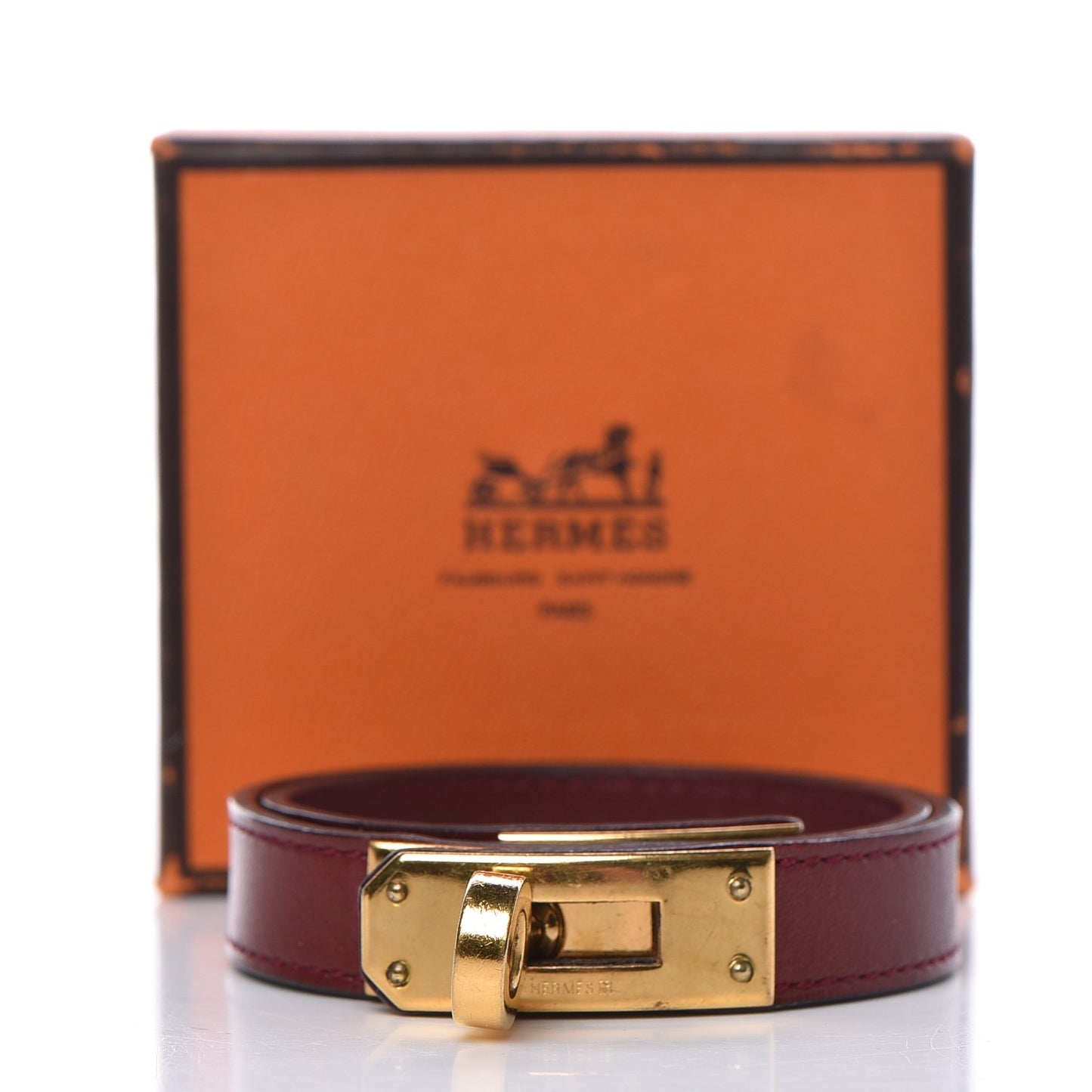 Tadelakt Kelly Double Tour Bracelet XS Rouge H