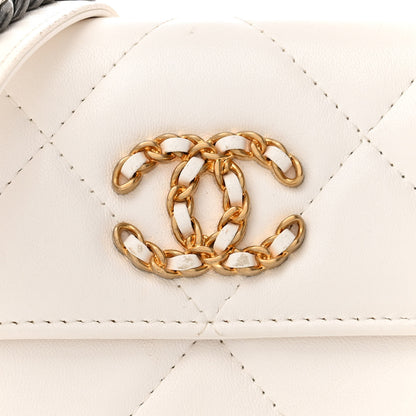 Chanel Lambskin Quilted Chanel 19 Flap Coin Purse With Chain White 8 of 14