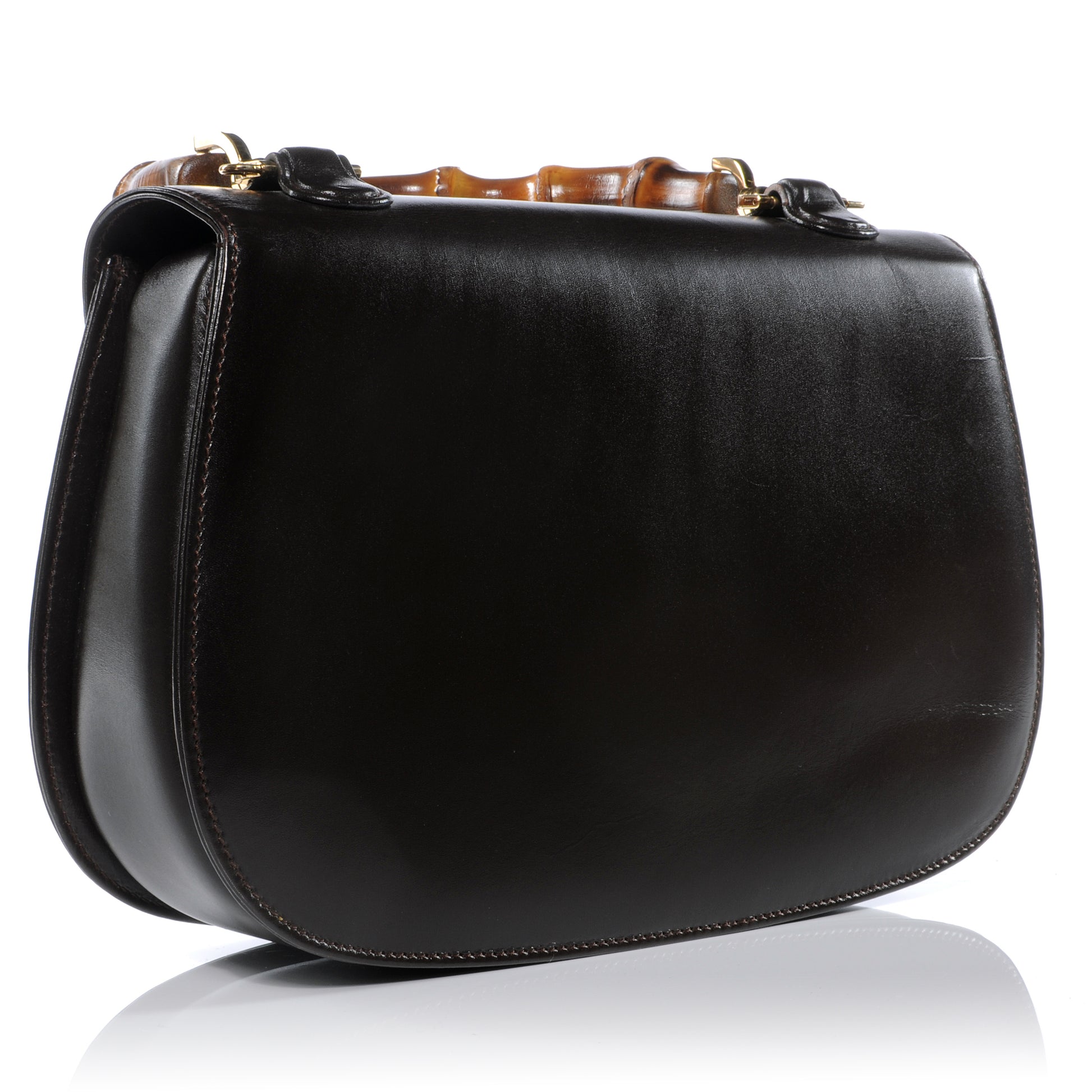 Gucci Leather Bamboo Top Handle Bag Black 3 of 7