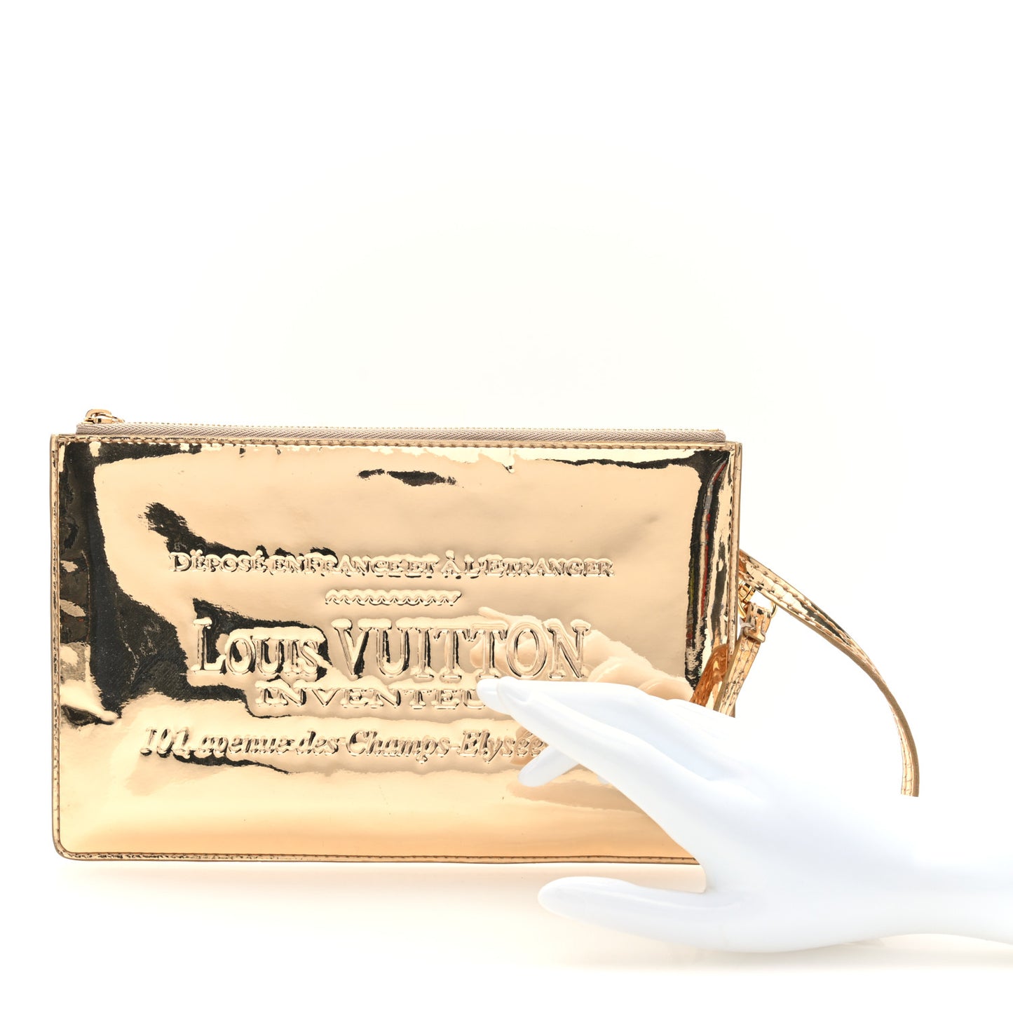 Monogram Miroir Inventeur Pochette Plat Dore Gold