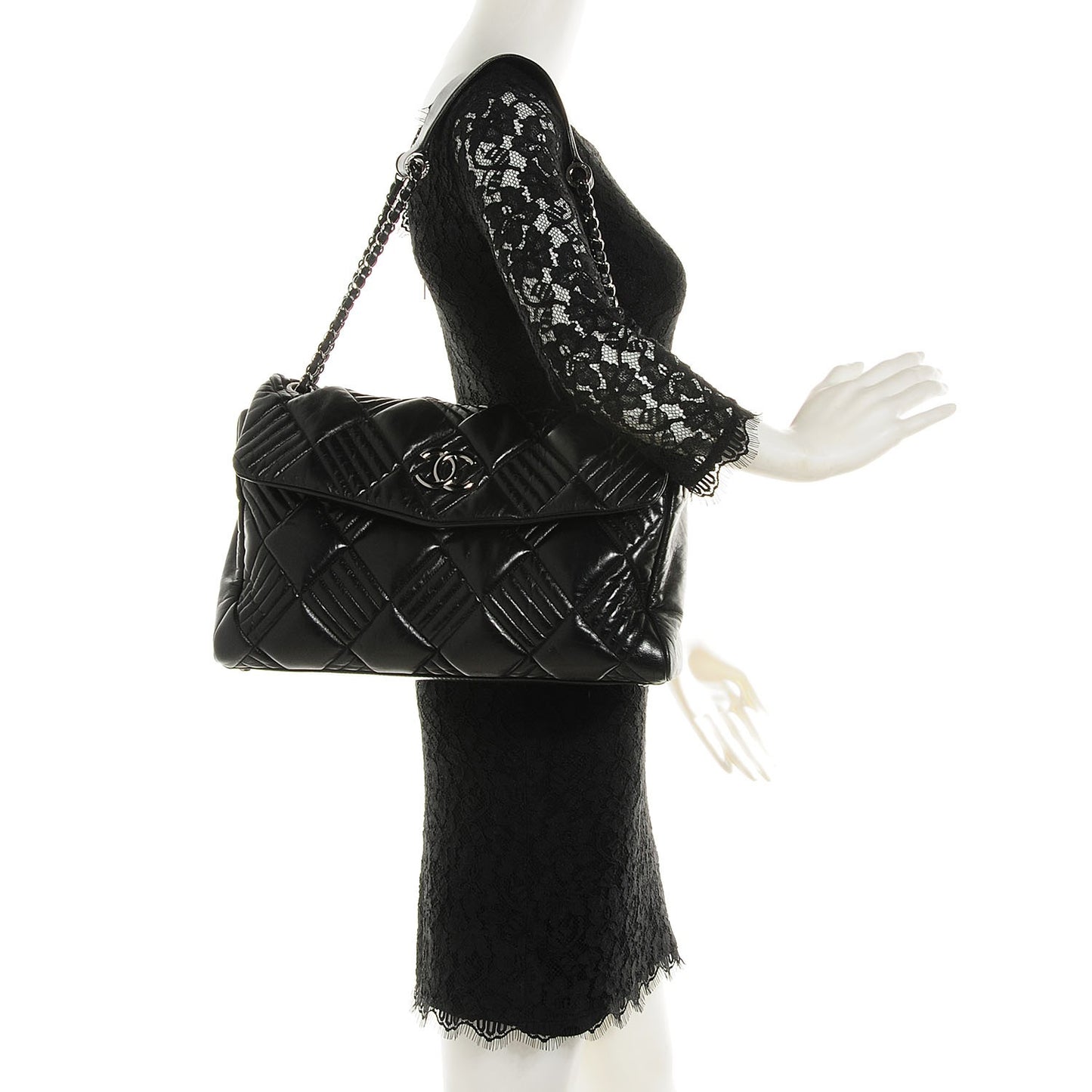 Lambskin In and Out Maxi Flap Black
