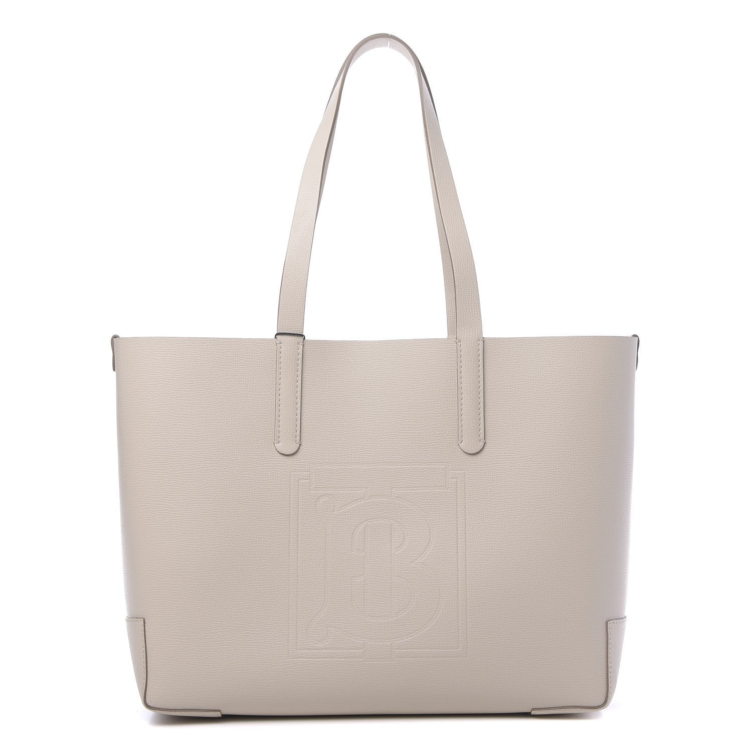 Burberry Calfskin TB Motif Embossed Medium Tote Limestone 1 of 9