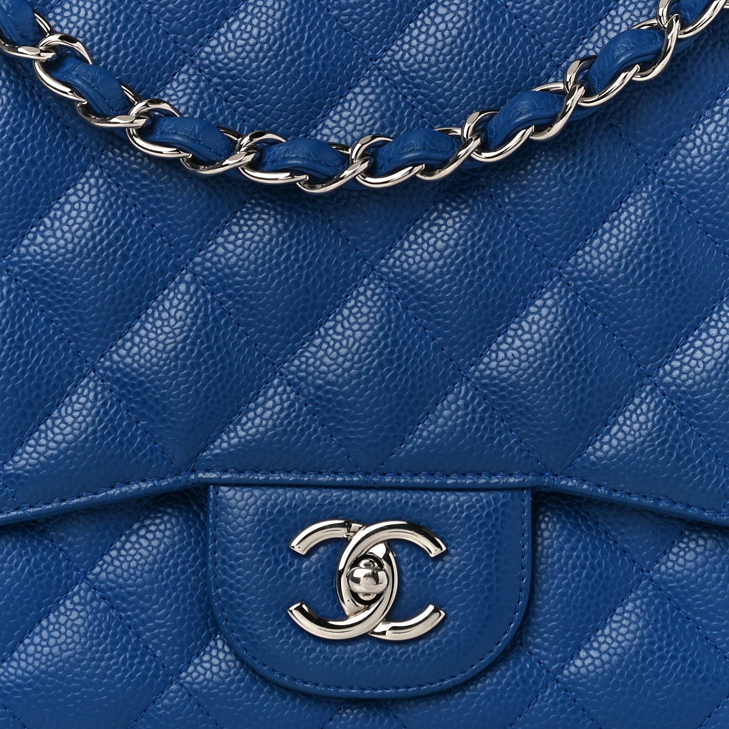 Chanel Caviar Quilted Jumbo Single Flap Blue 8 of 15