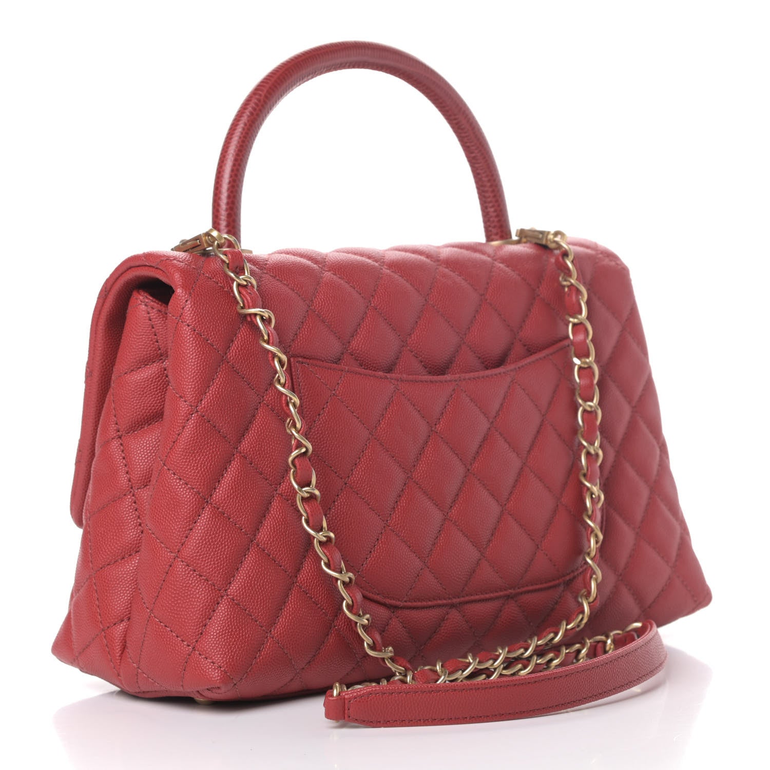 Chanel Caviar Quilted Small Coco Handle Flap Red 2 of 7
