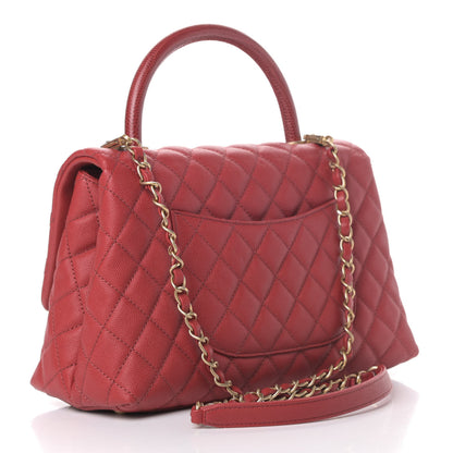 Chanel Caviar Quilted Small Coco Handle Flap Red 2 of 7