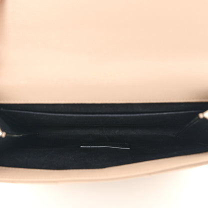 Saint Laurent Grain De Poudre Matelasse Chevron Monogram Envelope Clutch Dark Beige 5 of 12