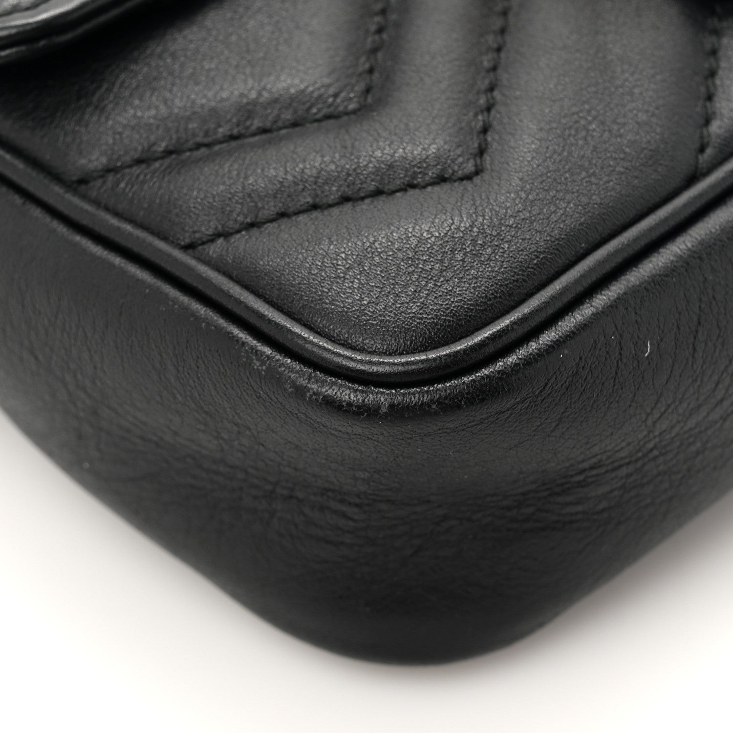 Gucci Calfskin Matelasse Super Mini GG Marmont Shoulder Bag Black 11 of 14