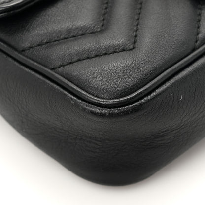 Gucci Calfskin Matelasse Super Mini GG Marmont Shoulder Bag Black 11 of 14