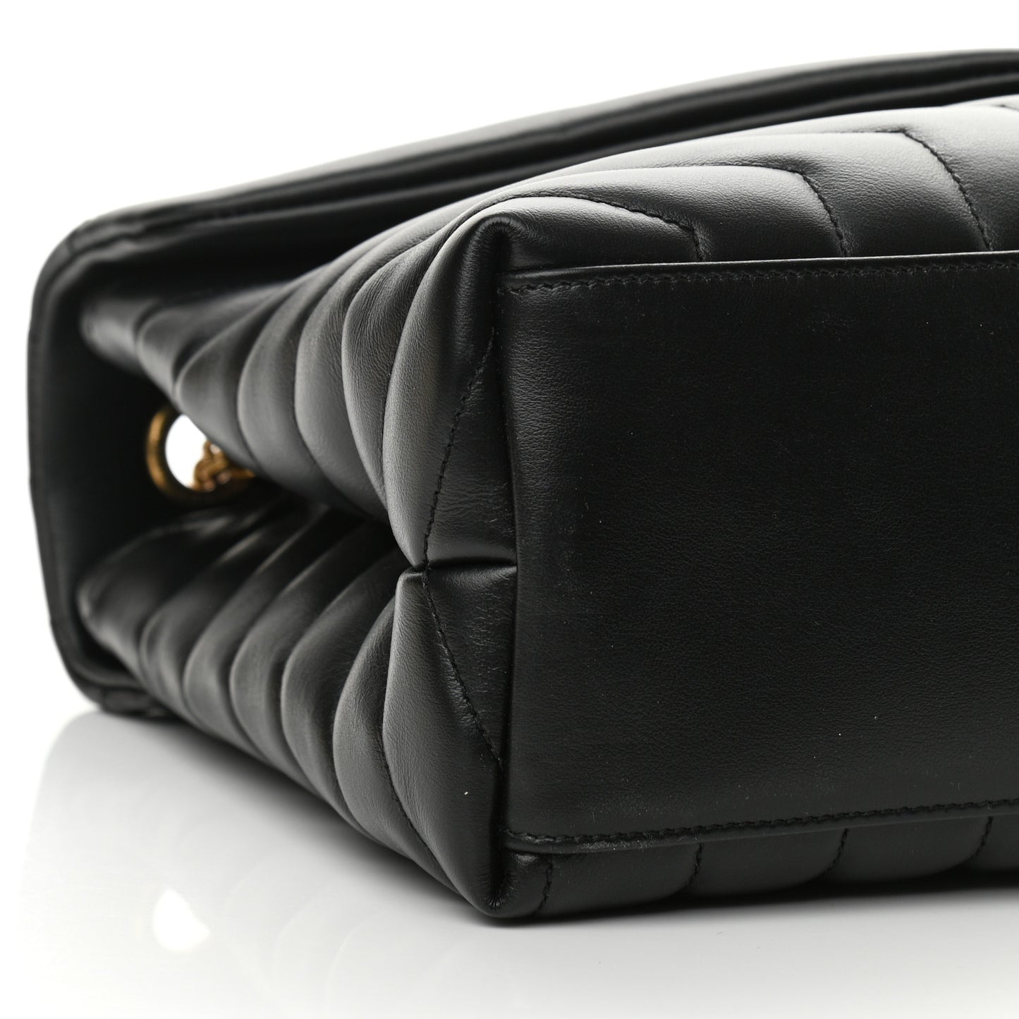 Calfskin Y Quilted Monogram Medium Loulou Chain Satchel Black