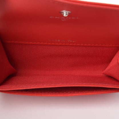 Chanel Goatskin Camellia Embossed Card Holder Red 5 of 9